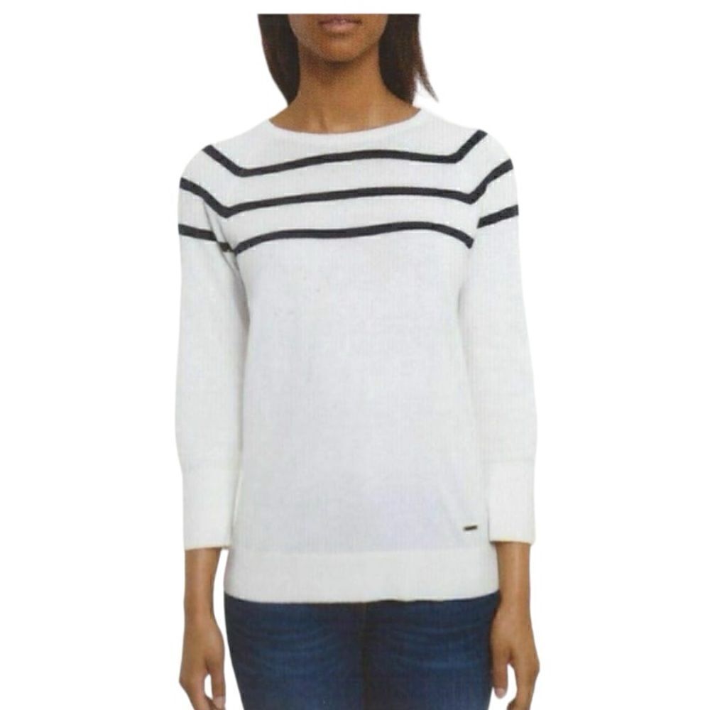 Nautica White Crewneck Long Sleeves Pullover Sweater